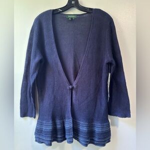 Rugby Ralph Lauren 100% Linen One Front Button Sweater Cardigan